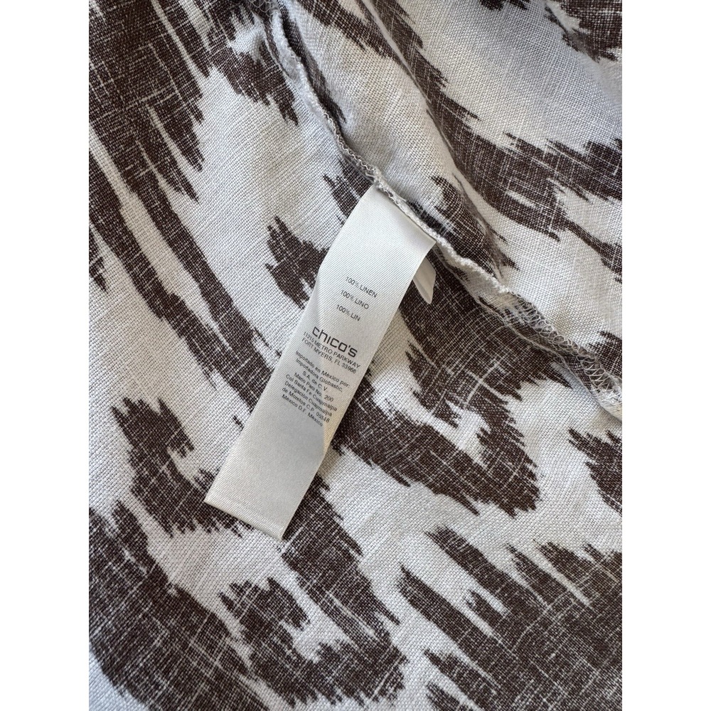 Chico's Ikat Linen Boho Open Front Tunic Jacket Coastal Resort Artsy Size 2 - Picture 6 of 8